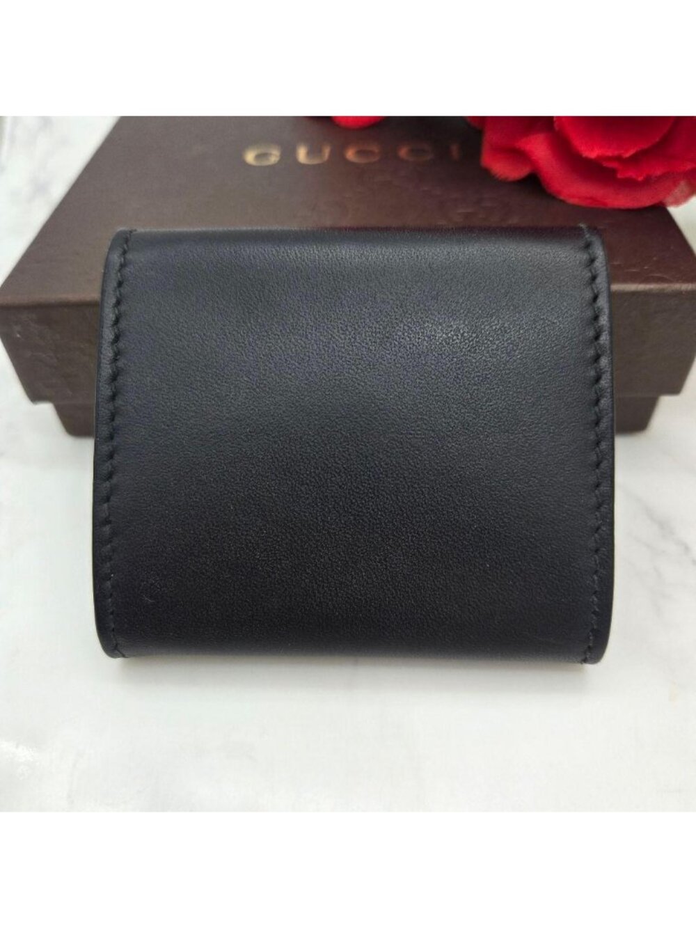 Gucci Coin Purse Wallet Flower Black - Picture 2 of 15